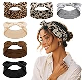 Tobeffect Bow Headbands for Women Non Slip Fall Colors: Trendy Head Bands for Women's Hair Cheetah Print - Wide Headwraps with Bows Vintage, Cute Leopard Hairbands Hair Accessories 6 Pack