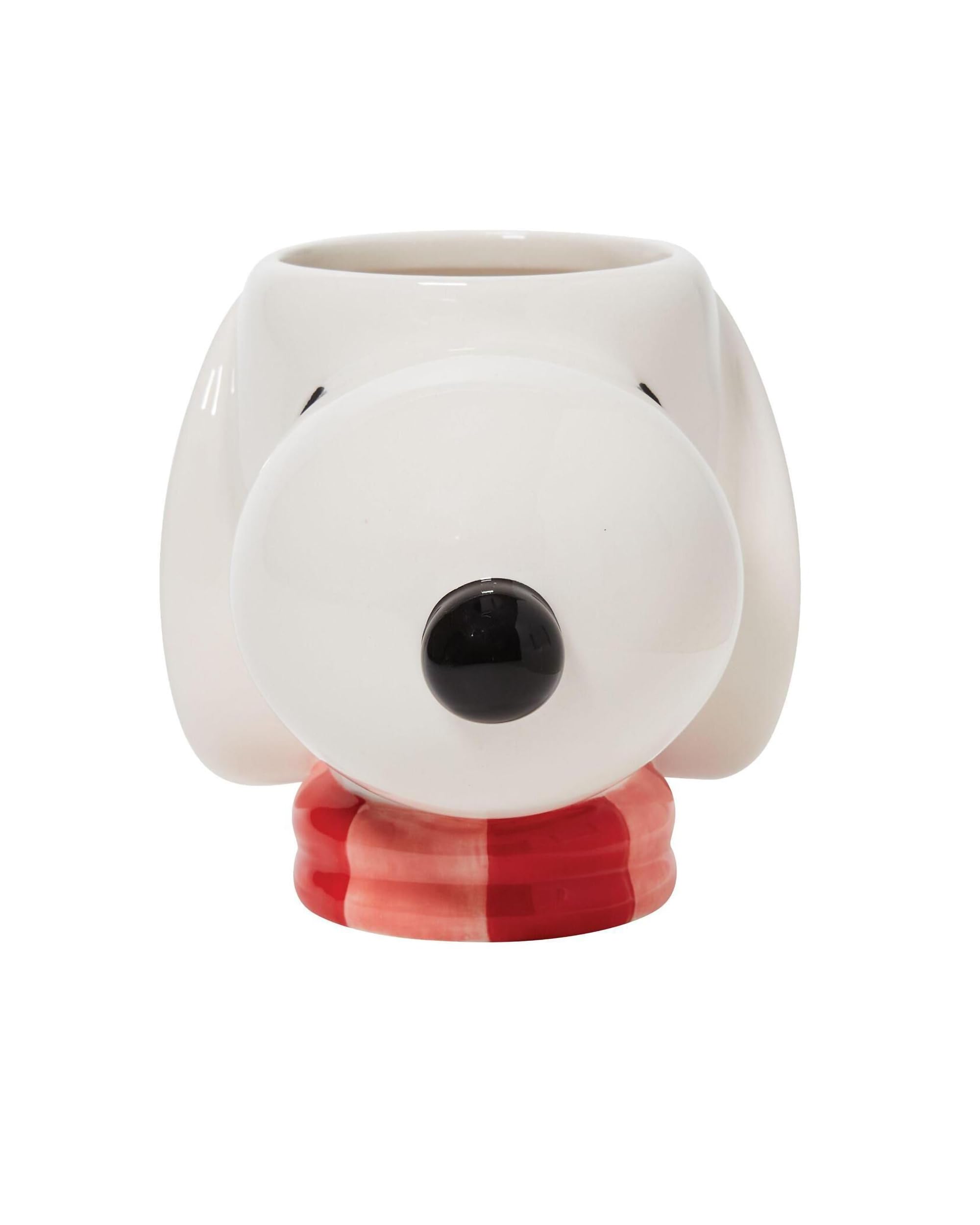 Department 56 Peanuts Snoopy Wearing Scarf Sculpted Coffee Mug, 20 Ounce, Multicolor