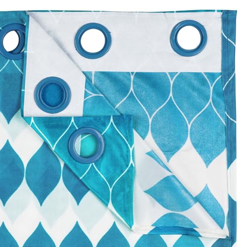 Image of Door Curtains 7 feet Long Set of 2 | Abstract Design | Polyester, Light Filtering Curtains and Drapes | Curtains for Living Room | (118 x 215 cm, Blue & White) | Perfect for Home Decor