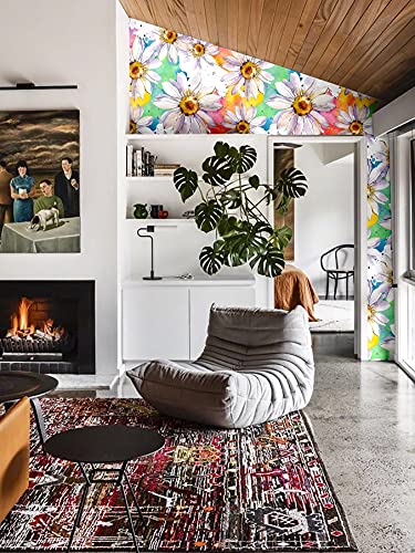 Blooming Wall Dpy38 Peel And Stick Multicolor White Daisy Wallpaper Floral Self-Adhesive Prepasted Wallpaper Wall Mural Wall Decor #TOP3