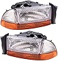 Brock Replacement Set Driver and Passenger Composite Headlights with Park Signal Lamp Compatible with 1998-2004 Dakota