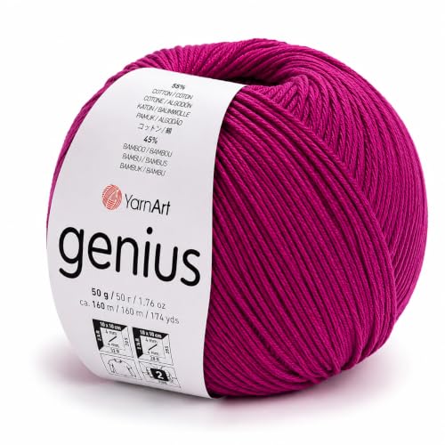 YarnArt Genius Soft Cotton Blend Yarn, 1 Pack (1.76 oz / 174 Yds)