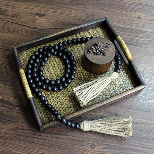 Cvhomedeco. Wood Beads Garland With Tassels Farmhouse Rustic Wooden Prayer Bead String Wall Hanging Accent For Home Festival Decor. Black #TOP4