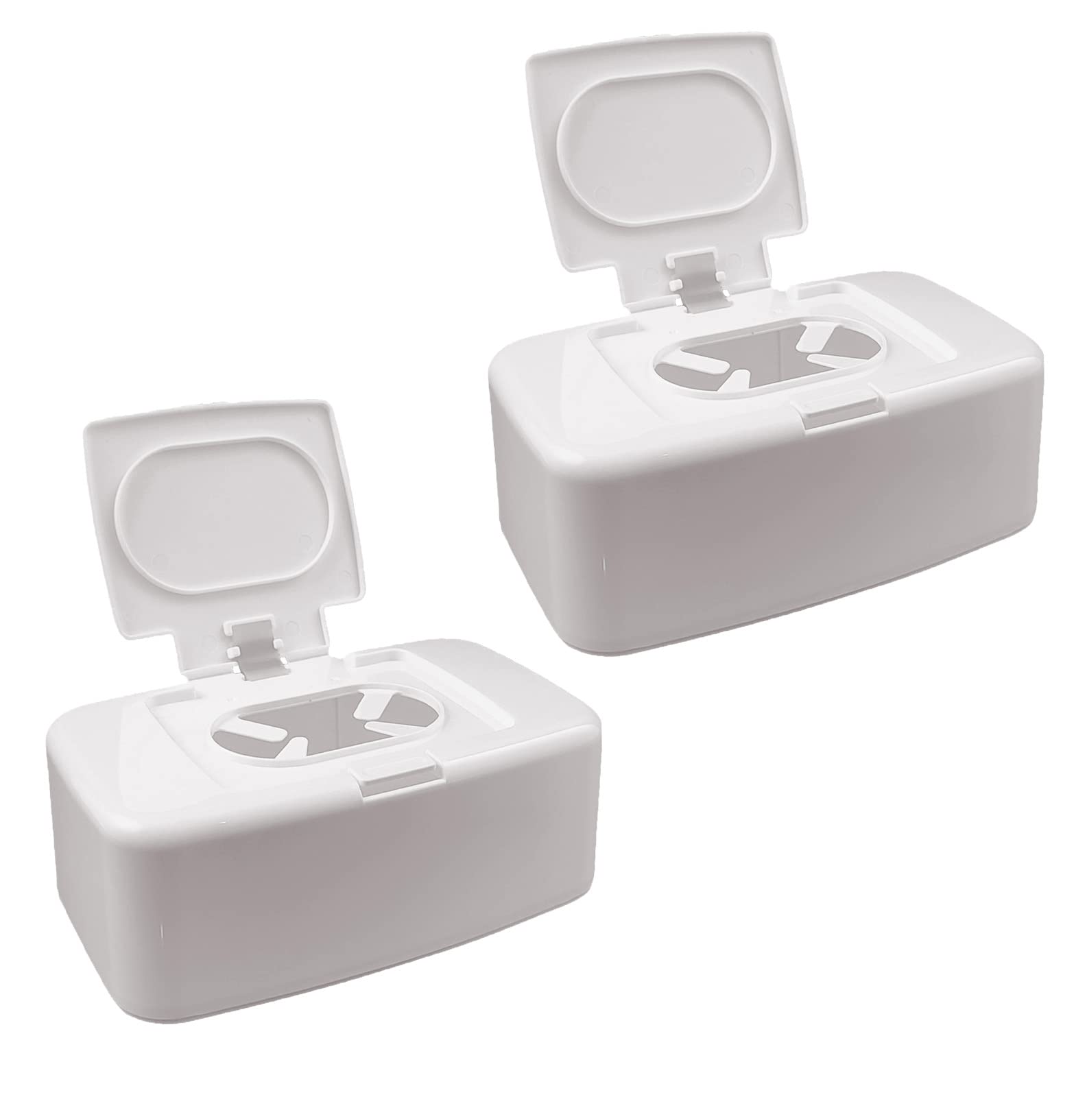Wet Wipes Box, Baby Moist Toilet Paper Box, Baby Wipes Box, Wet Wipes Dispenser, Wipes Box, Storage Box with Lid for Home and Office (White, Pack of 2)