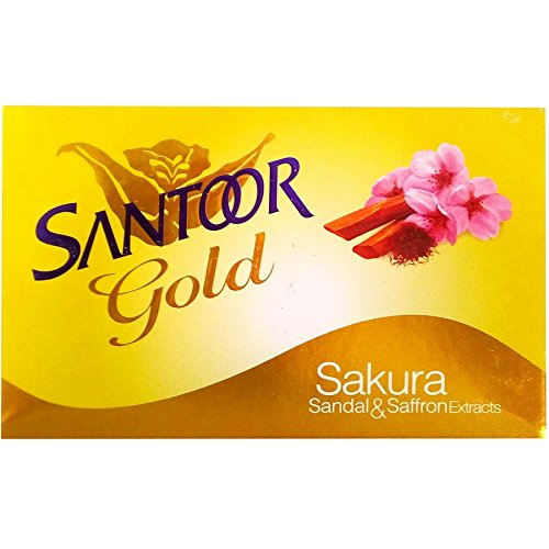 Image of Santoor Gold Soap - Sakura, Sandal and Saffron Extracts, 125g Carton