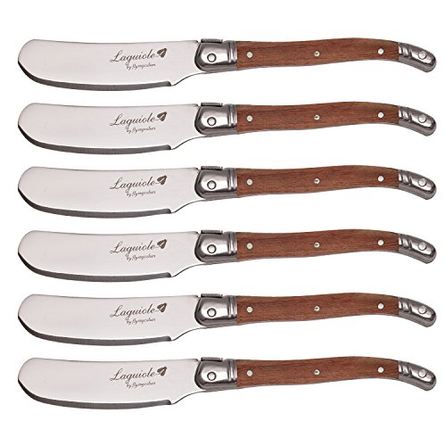 FlyingColors Laguiole Ensemble de Couteaux à Beurre, Acier Inoxydable, Poignée en Bois, 6 Pièces