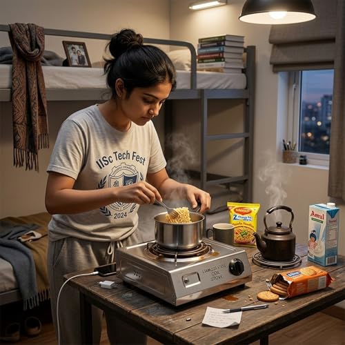 Image of Drumstone 2000W Electric Hot Plate, Single Burner Coil Cooktop with Adjustable Temperature Control, Stainless Steel Body, Portable Countertop Electric Stove for Home, Hostel & Office, Silver