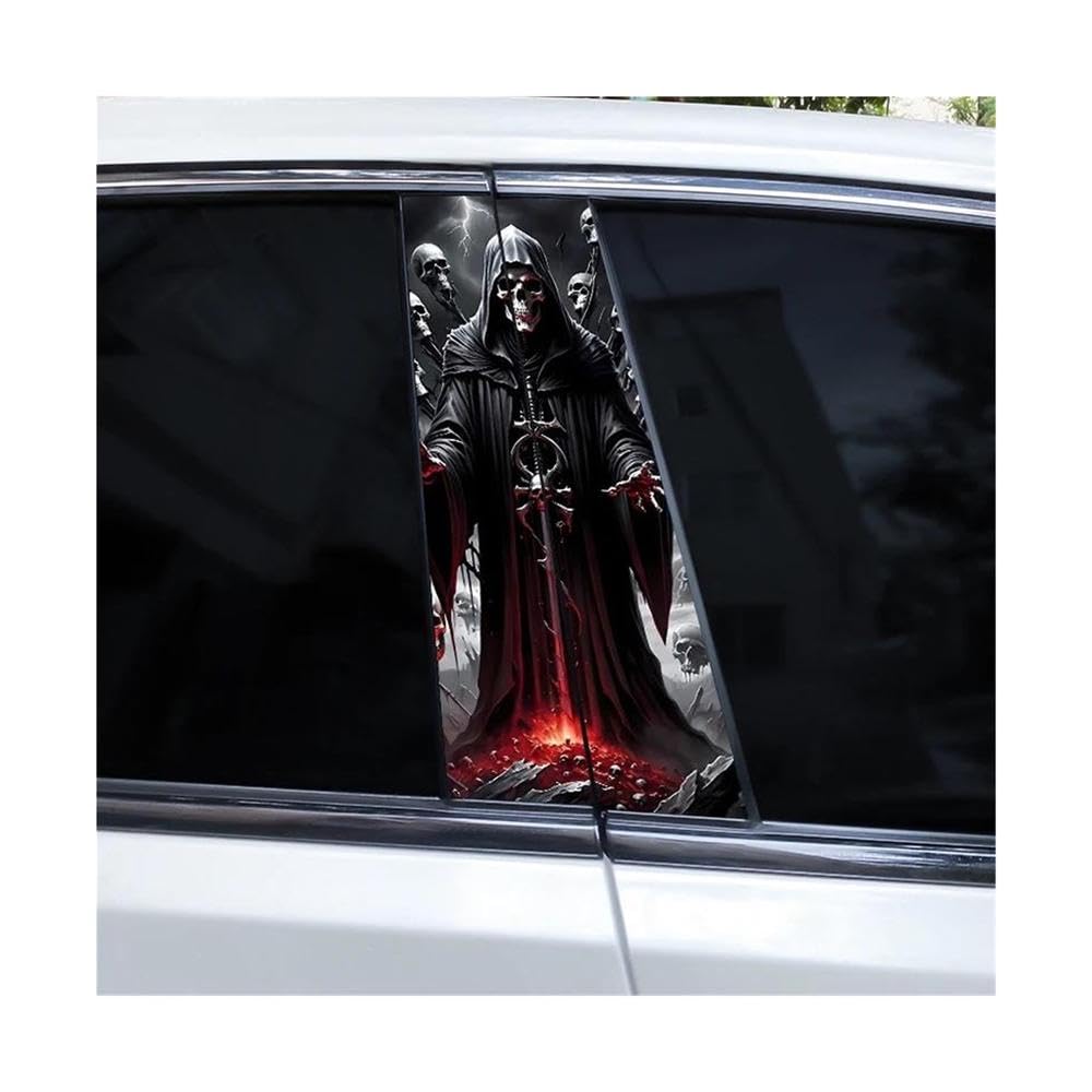 Body Parts 2pcs Knight Warrior Skull Car B-Pillar Vinyl Sticker Waterproof DIY(B)