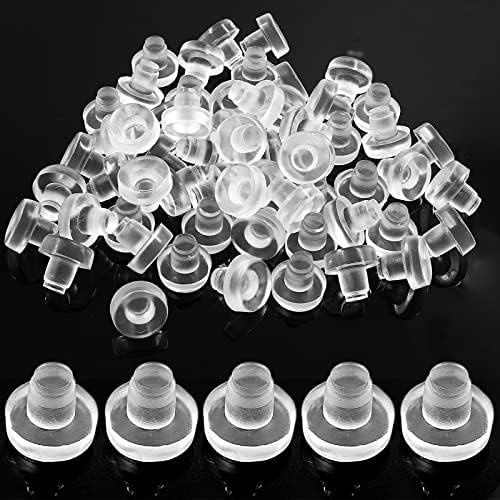 30 pcs Glass Top Table Bumpers with Stem, Clear Rubber Grippers, Patio