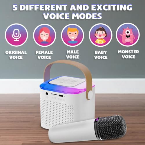 Image of Wembley Bluetooth Karaoke Set with Mic & Speaker | Fun Musical Toy for Kids for Singing | Ideal for Parties, Picnics & Travel Entertainment (White, Bucket Style)