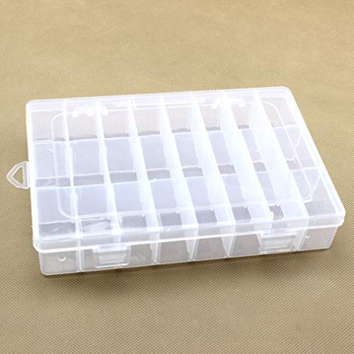 Image of 24 Girds Rectangle Clear Plastic Storage Box, Jewelry and Crafts Organizer Container with Adjustable Dividers(2 Pack)