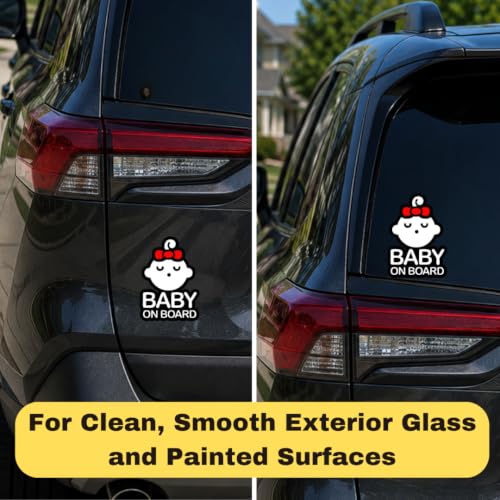Image of TOTOMO Baby on Board Sticker for Car - Window Decal, Bumper Sign for New Parents, Durable Waterproof Safety Warning Sign for SUV Truck Minivan - Sleeping Girl, 2 Pack