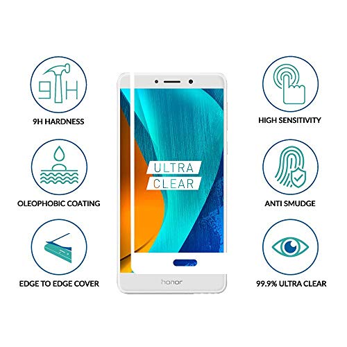 Image of Screen Protector for Huawei Honor 6x (White) Tempered Glass Edge-to-Edge 6D Screen Guard With Installation Kit