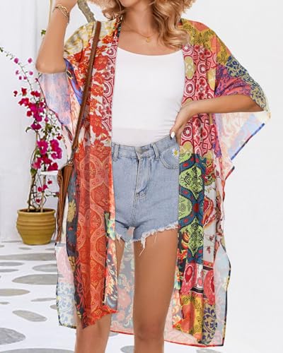 Image of Women's Kimono Beach Cover up for Summer Bathing Suits Cardigans Casual Loose Swimwear 2026