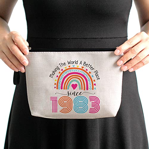 Hanamiya Na 40Th Birthday Gifts For Women-Making The World A Better Place Since 1983, 40 Years Old Makeup Bag For Her, Friend, Mom, Sister, Wife, Aunt, Coworker Boss #TOP6