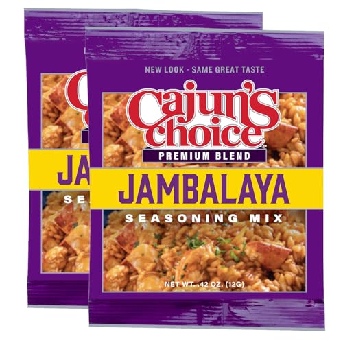 Cajun's Choice Jambalaya Seasoning Mix - 0.42 oz Packet - Pack of 2, All Natural, No MSG - Authentic Louisiana Creole Spice for Chicken, Seafood & Sausage