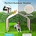 Volowoo Dog Tent, 4'x4'x3' Dog Shade Shelter Outdoor Deep Grey Tent for Large Medium Dogs, Outside Sun Rain Canopy Pet House for Cats Pigs Livestock with Waterproof Roof Ground Nails,Creamy White