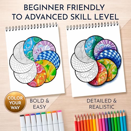 Image of Premium Artistic Mandala Coloring Book for Adults - 50 Abstract Designs - 180gsm Thick Bleed-Proof Paper, Spiral Bound Lay-Flat, Perforated - Frameable Art, Relaxation Gifts for Women, Adult Coloring