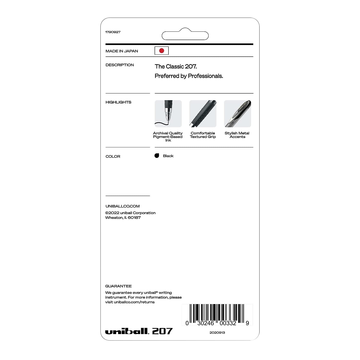 Uni-Ball 207 (TM) Gelstifte, einziehbar, zur Betrugsbekämpfung, Ultra Micro Point, 0,38 mm, durchscheinend schwarze Schädel, schwarze Tinte, 4 Stück