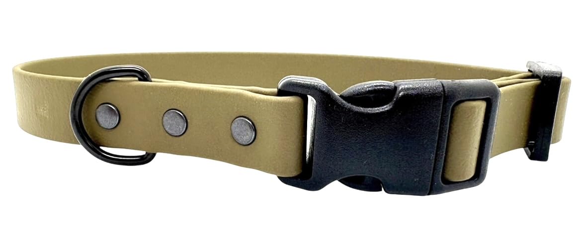 Biothane Waterproof Dog Collar with Quick Release Buckle (Tan, Medium 30cm-40cm 20mm wide)