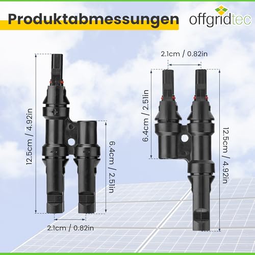 Offgridtec Y-Stecker Easy-Klick Verschluss, XLR Steckverbindertyp, Kompatibel mit Solarmodulen, Schutzklasse IP67, Geeignet für Spannungen bis 1000V DC, Snap-In-Verriegelung, Für den Einsatz im Freien