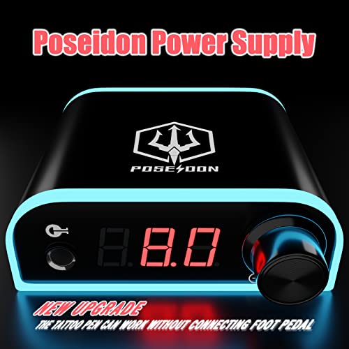 POSEIDON Rotary Tattoo Pen Kit for Beginners & Artists - Complete Tattoo Machine Set with Power Supply/20 Cartridge Needles/6 Ink Colors/Foot Pedal (TK019) - Image 4