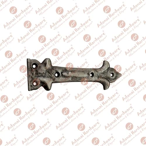 Adonai Hardware "Adonijah" Antique Cast Iron Strap False Or Faux Or Dummy Hinge Front (6.5" X 4 Pack,Antique Brushed Nickel)For Barn Doors, Gates, Cabinets,Wooden Box,Furniture,Chest, Trunks And Sheds #TOP3