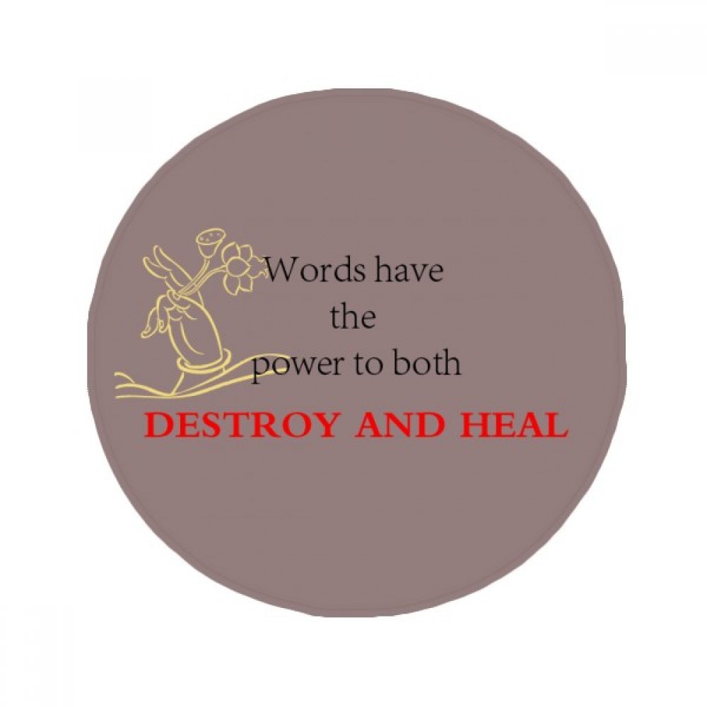 DIYthinker Words Have Power to Heal Buddha Quote Anti-Slip Floor Pet Mat Round Bathroom Living Room Kitchen Door 80Cm Gift 80 X 80Cm Multicolor