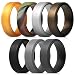 Saco Band Men's Silicone Rings Polished Aspect with Angled Design - 7 Pack Rubber Wedding Bands