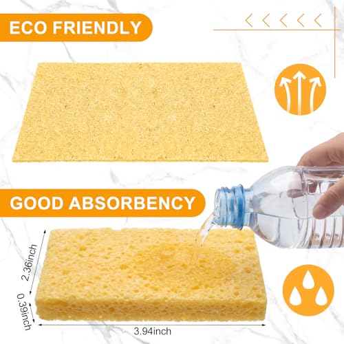 Image of Zhengmy 48 Pieces Sponges Bulk Sponges Kitchen Compressed Sponge Natural Dish Sponge Compressed Wood Pulp Cleaning Without Scratching for Kitchen Bathroom, 3.9 x 2.4 x 0.12 Inch (Yellow)