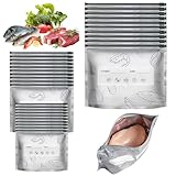 30 bolsas de congelación con cremallera, 3 tamaños de bolsas de almacenamiento de alimentos, bolsas de aluminio reutilizables para alimentos, bolsas de congelación con cremallera para pescado, carne