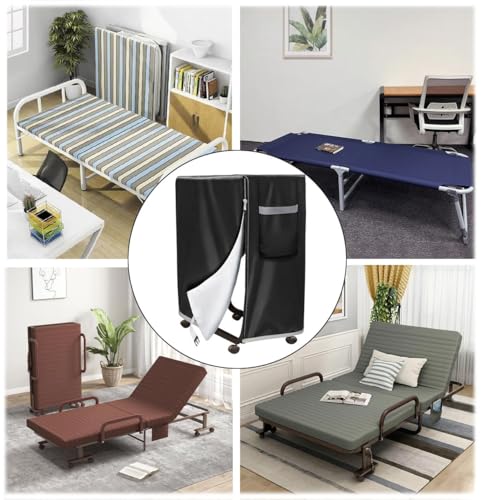 Aufbewahrungstasche,Aufbewahrungstasche für Gästebetten,Klappbettdecke Wasserdicht Schutzabdeckung,Geeignet für Klappbetten und Liegesessel und kann auch wasser- und sonnenbeständig sein (schwarz)