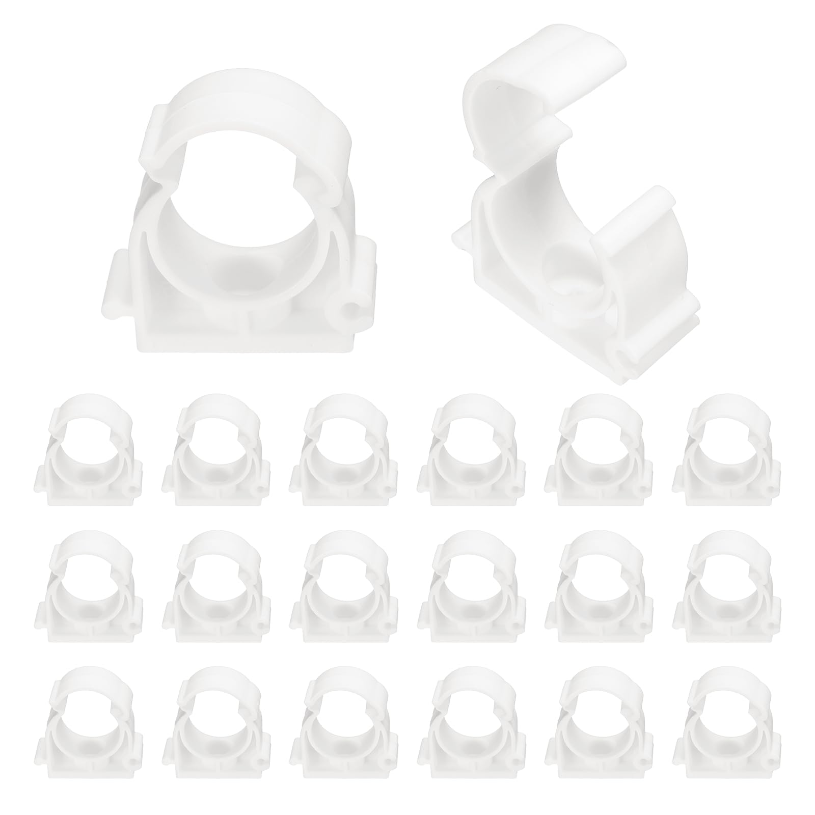 sourcing map 20pcs U-Shaped PPR Water Pipe Clamps Clips 1" (25mm) U-Shaped Buckles U-Hook Pipe Support Hangers with Lock for TV Trays Tubing Hose Hanger Support Pex Tubing, White