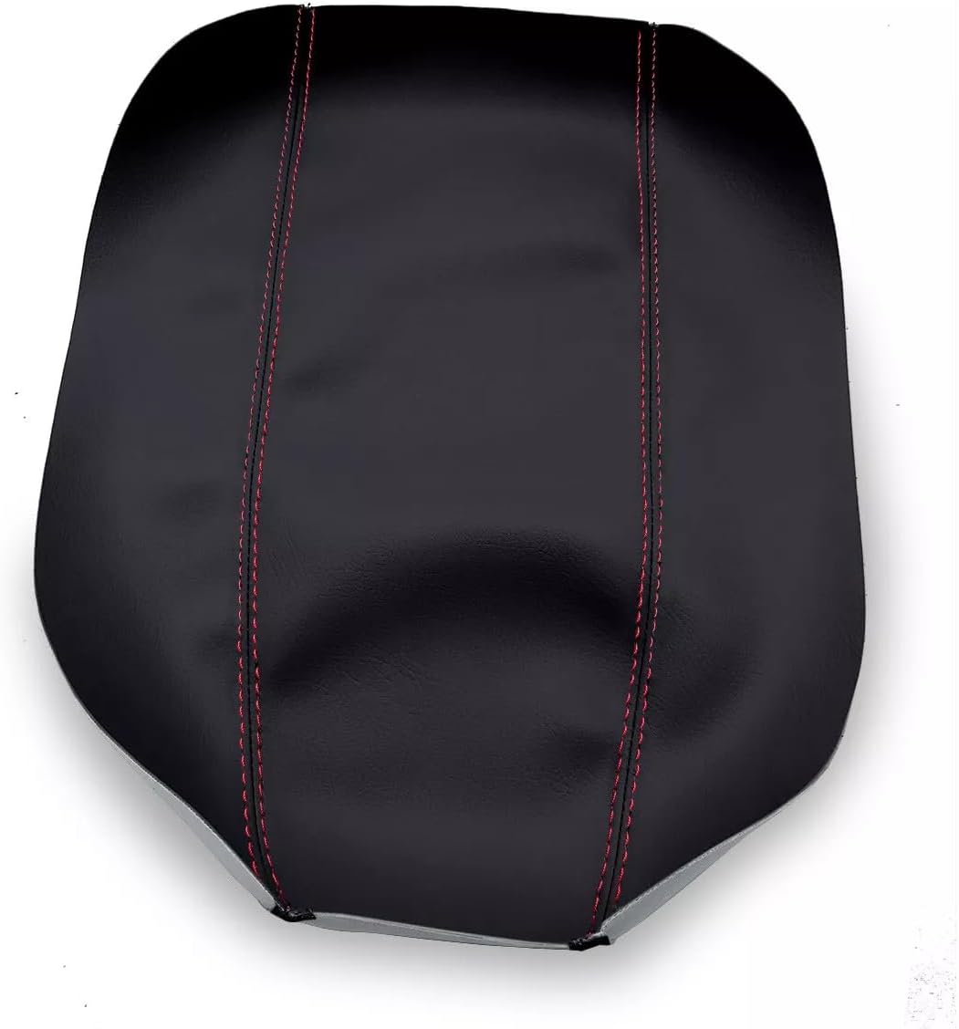 PVC Leather Console Cover Compatible with GMC Acadia Enclave 2007-2016 (Black, Red Stitch)