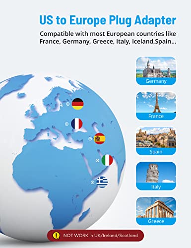 European Travel Plug Adapter Usb C - Trond Us To Europe Plug Adapter With 20W Usb Fast Charger, 4 Ac Outlet Converter Adaptor For Europe Italy Spain France Germany Cruise Travel Essentials, Type C #TOP2