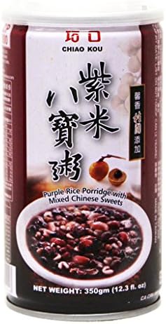 Chiao Kou cooked Purple Rice Porridge congee with 8 mixed Chinese Sweets 12.3 oz x6pk