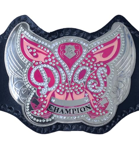 Women’s Championship Wrestling Belt Replica – Adult Size Leather Strap – Gold Plated Plates – Collectible Fan Display Belt for Wrestling Fans & Cosplay