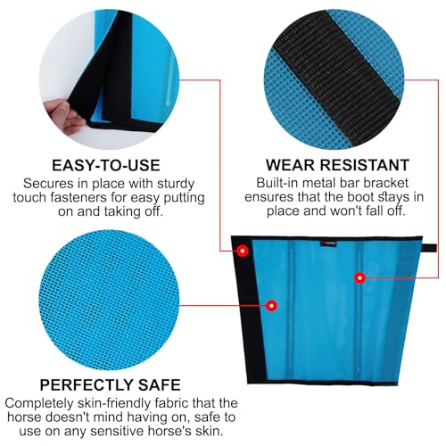 Image of Horse Fly Boots, Breathable Mesh Protection Set of 4, Comfortable Pony Leggings, Breathable Mesh Design, Equines Supplies for Reduce Stomping, Hoof Damage & Leg Fatigue (Blue, Medium)