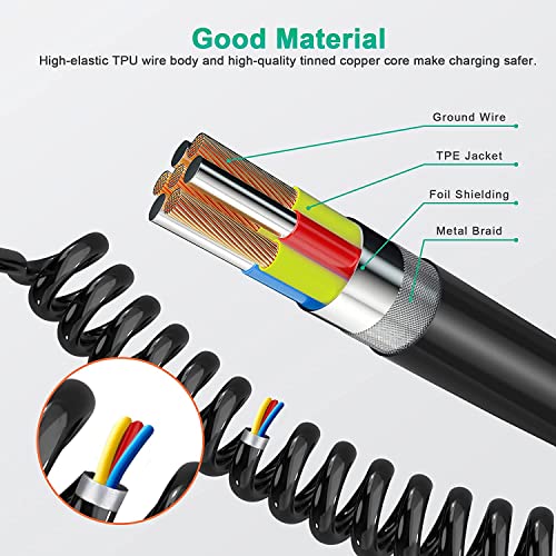 [Apple Mfi Certified] Iphone Coiled Lightning Cable For Car, 2Pack 6Ft Usb To Lightning Fast Charger Retractable Cord For Iphone14/13/12/11 Pro Max/Xs Max/Xr/Xs/X/8/7/Plus/6S Ipad/Airpods/Ipod/Carplay #TOP2