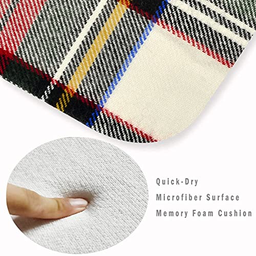 Patinisa Long Area Rug,Scottish Tartan Red And White Plaid Pattern Symmetric Square Print,Non Slip Washable Kitchen Runner Rug,Decorative Indoor Area Rugs Floor Carpet For Living Room,Hallway,Bedroom #TOP1