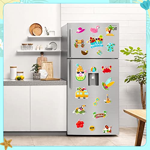 20Pcs Summer Beach Magnet Car Decorations Hello Summer Waterproof Refrigerator Magnet Stickers Tropical Hawaii Gnome Flamingo Fridge Magnet Decal Party Decorative Supplies For Cars Office Whiteboard #TOP4