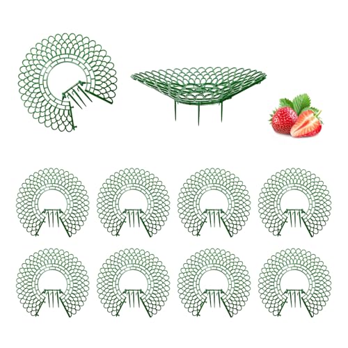 MYLERCT 10 Stück Erdbeerstützen Ständer, Kunststoff Erdbeeranbauständer, Blütenblattform Erdbeerpflanzständer, Grün Erdbeeren Tablett Ständer, mit Stützbeinen, für Erdbeeren, Tomaten