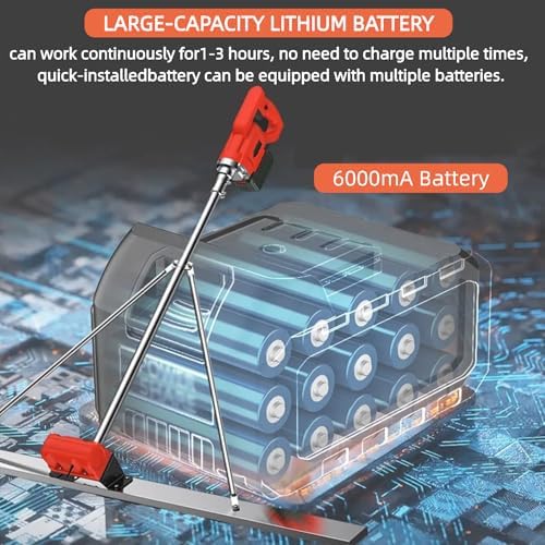 Upgraded Cordless Electric Concrete Vibrator Tool, 3000-6000 RPM Brushless Dual Motor, 59-78in Stainless Steel Board, 2 Batteries, Perfect for Concrete Finishing