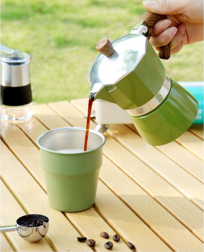Stove Espresso Mocha Jug 9 Piece Portable Case Bag Hand Brewing Coffee Machine Set for Travel, Camping, Office, Backpacking Travel, Outdoor Party, Wild Fishing (White)