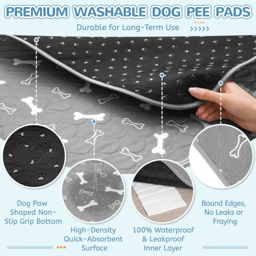 Image of Washable Pee Pads for Dogs, 2 Pack Reusable Puppy Pads, 18 inchx24 inch