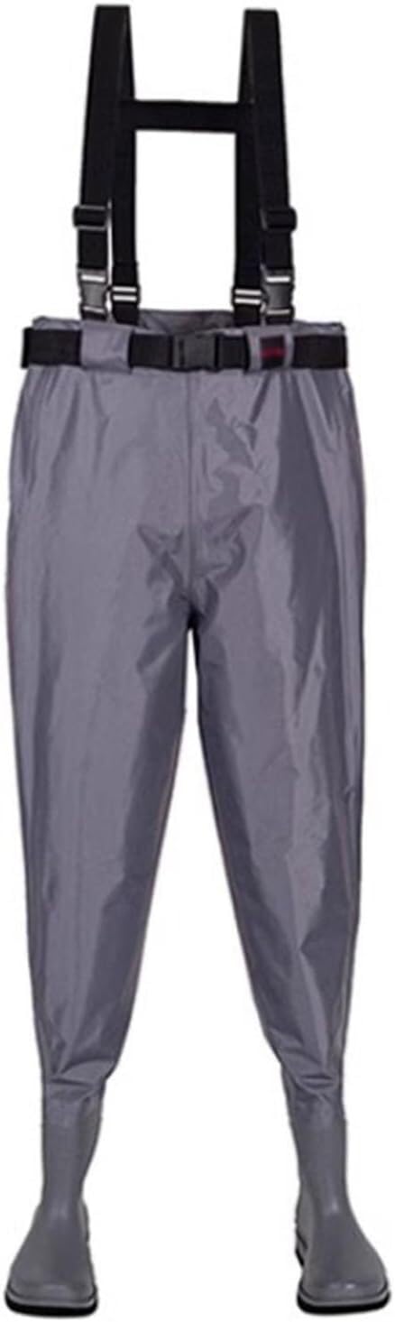 Wodery z regulowanymi szelkami i paskiem, wędkarskie buty do spodni z wypustkami na podeszwie(Gray,10)