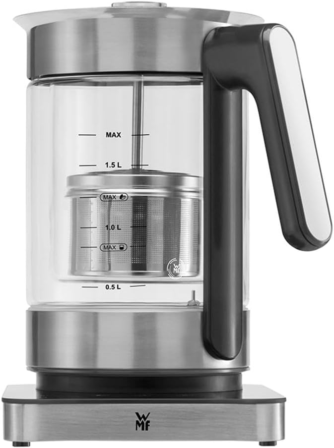 WMF Lumero 3-in-1 Glass Kettle, 1.6 L, 36° Spout Function, Baby Food Warmer, Multiheater, Yogurt Maker, Temperature Control, Matte Stainless Steel