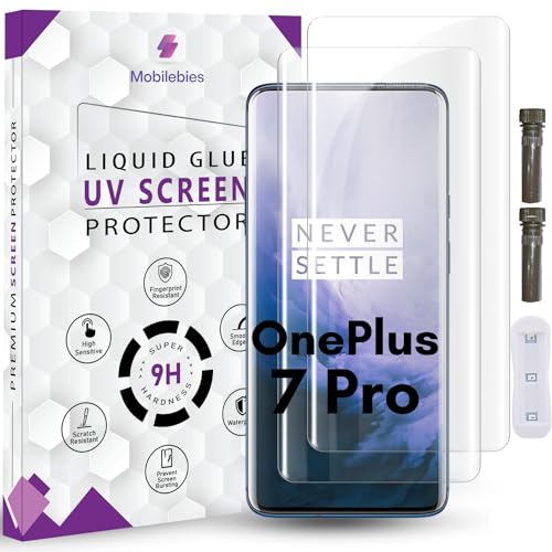 Image of Advanced HD+ UV Tempered Glass Screen Protector For Oneplus 7 Pro 5G (6.67 Inch, Pack of 2) Full Adhesive UV Curved Screen Guard, Case Friendly with installation kit