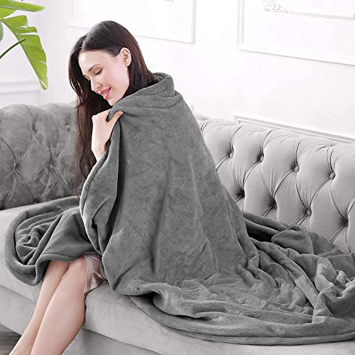 Electric Heated Blanket 72"X84" With 4 Heating Levels & 10 Hours Auto Off, Fast Heating & Overheat Protection, Soft Flannel For Home Office Use Machine Washable -Grey #TOP26