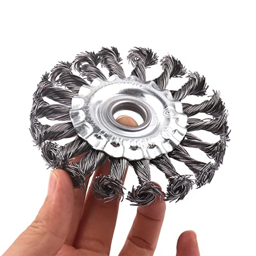 ATOPLEE Drahtradbürste, gedreht, geknotet, 4 Stück 100mm Karbonstahl-Drahtrad für Winkelschleifer, für schwere Verwendung von verschiedenen Metallen (Durchmesser: 100 mm, 4 Stück)